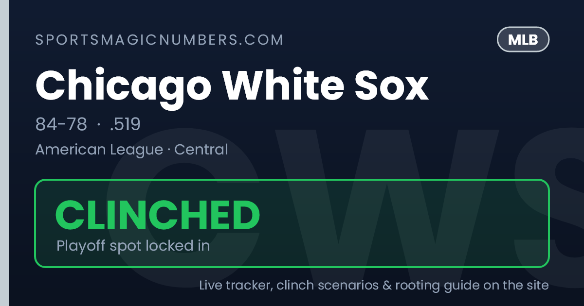 Chicago White Sox Magic Number — MLB Playoff Tracker